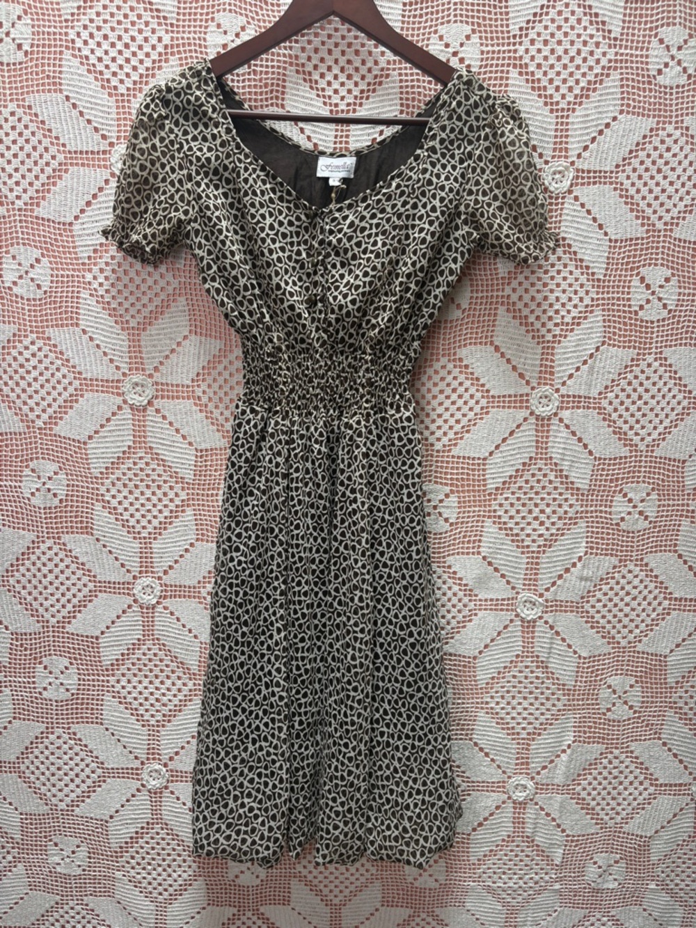 Femella Printed Midi Dress Balloon Hem Smocked Waist